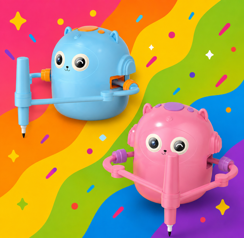 Woohoo Buddy build-and-tinker robot toy in pink and blue